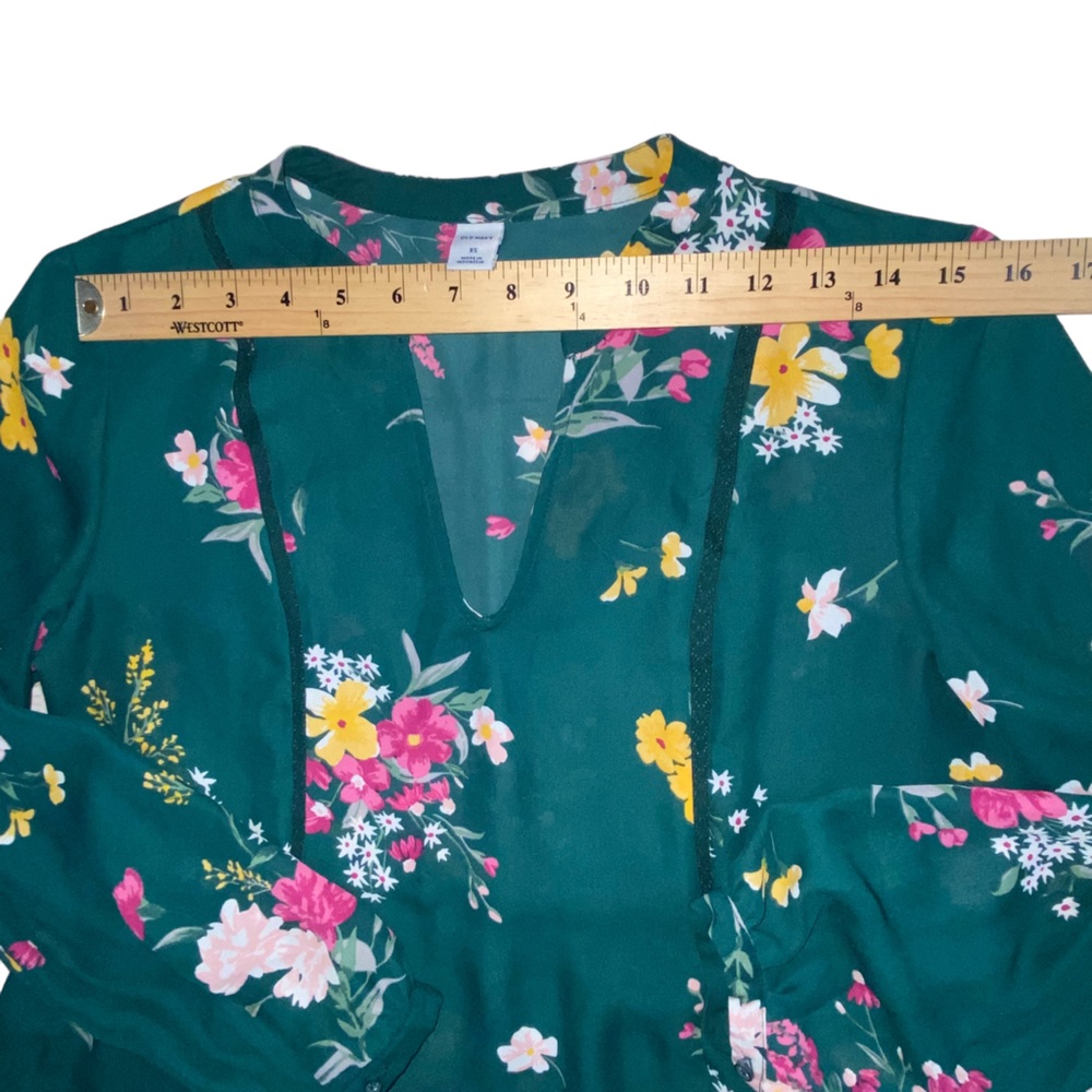 Old Navy Boho Women’s XS Green Floral Lightweight Peasant Dress - Picture 7 of 12